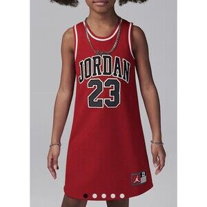 NWT's Nike Air Jordan Girl's Jersey Dress Size 8/10 Red Black#23 Basketball NBA